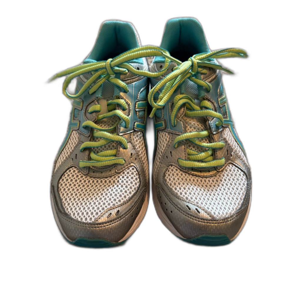 Ascis Gel Contend 2 Running Cross Training Shoes Women's Size 8.5 Silver & Green - Picture 2 of 8